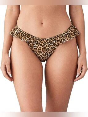 Solido Swimwear Ruffle Bikini Bottom Leopard Print   NWT M